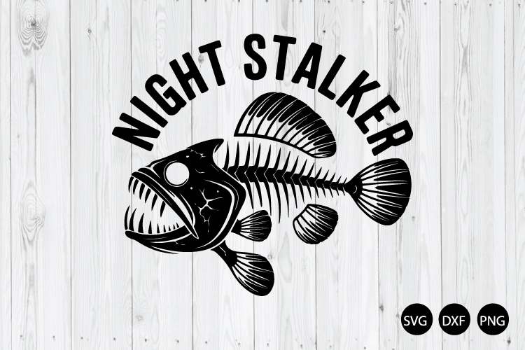 Night Stalker SVG, Skeleton Fish SVG, Fish Bone SVG