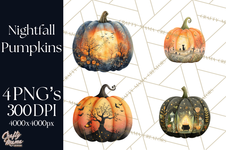 Halloween Scene Pumpkins Clipart PNG, Spooky Halloween Png