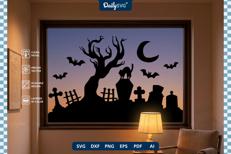 Halloween Graveyard Decal SVG Spooky Cut File