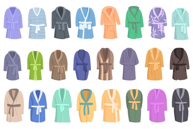 Dressing gown icons set cartoon vector. Satin robe example image 1