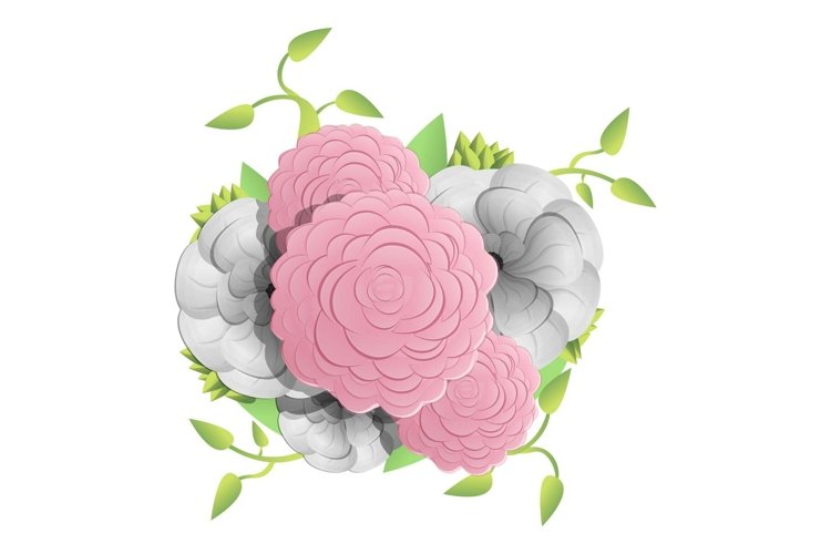 Natural camellia concept background, cartoon style