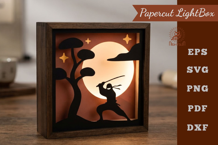 Ninja 3D Paper Lightbox SVG