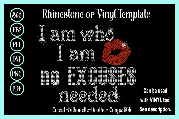 I am Who I Am Rhinestone or Vinyl SVG Shirt Template