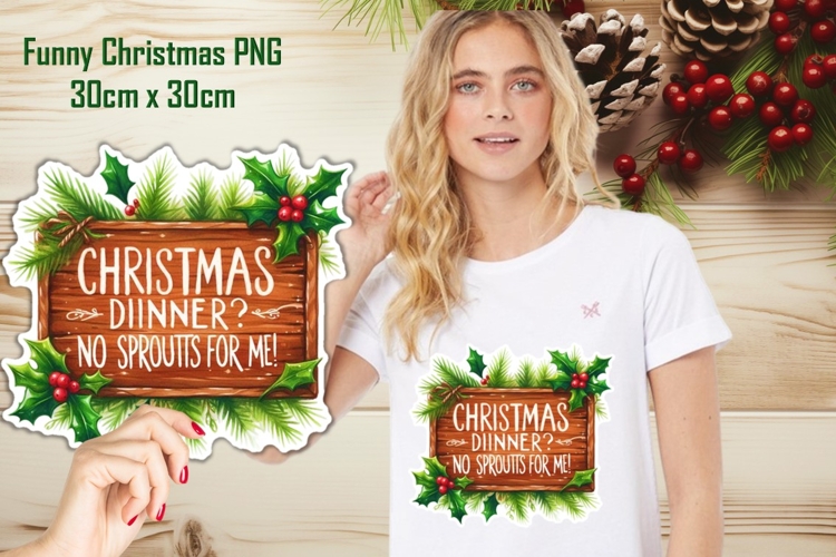 Large Rustic Funny Christmas Sublimation 30cm x 30cm PNG