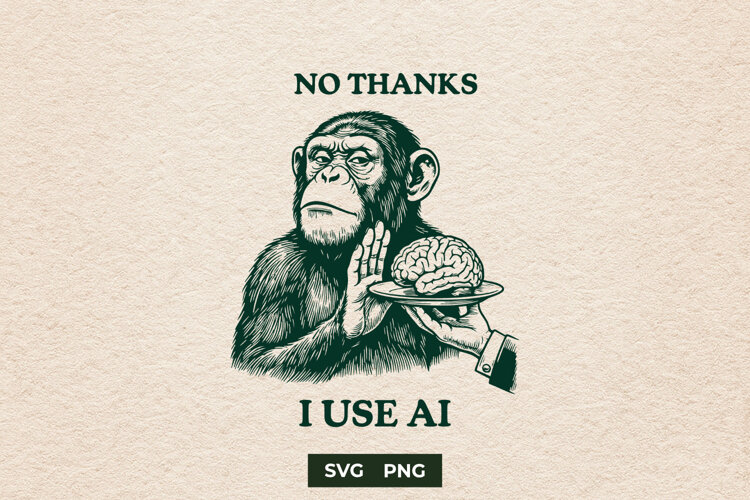 Sarcastic AI Tech Monkey Meme SVG Sublimation File example image 1