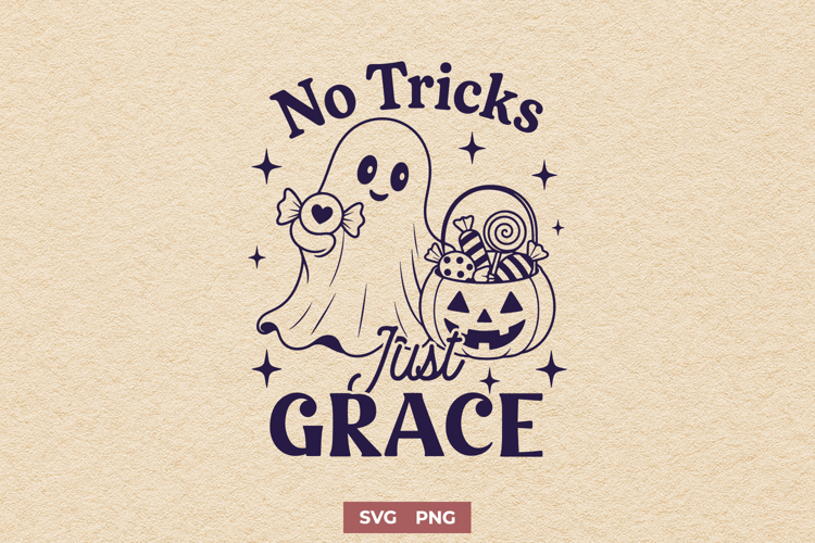 No Tricks Just Grace SVG, Christian Ghost Trunk or Treat PNG