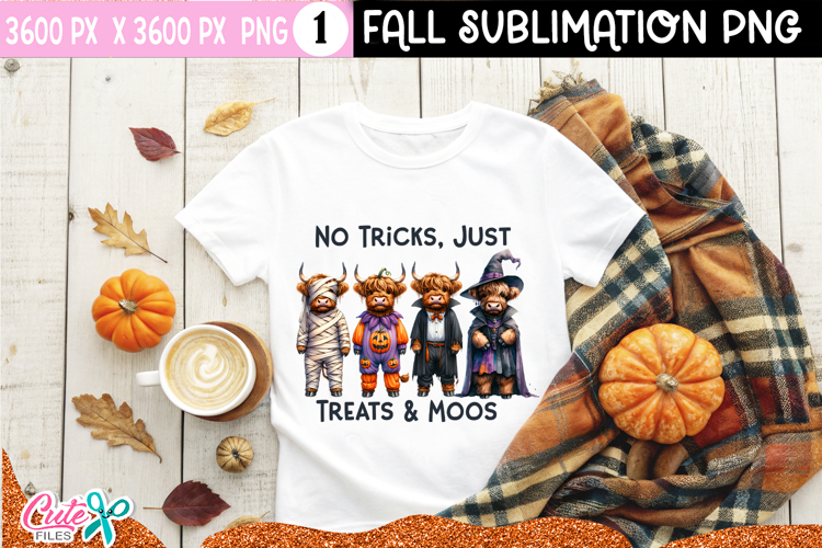 No Tricks Just Treats & Moos | Highland Cows PNG