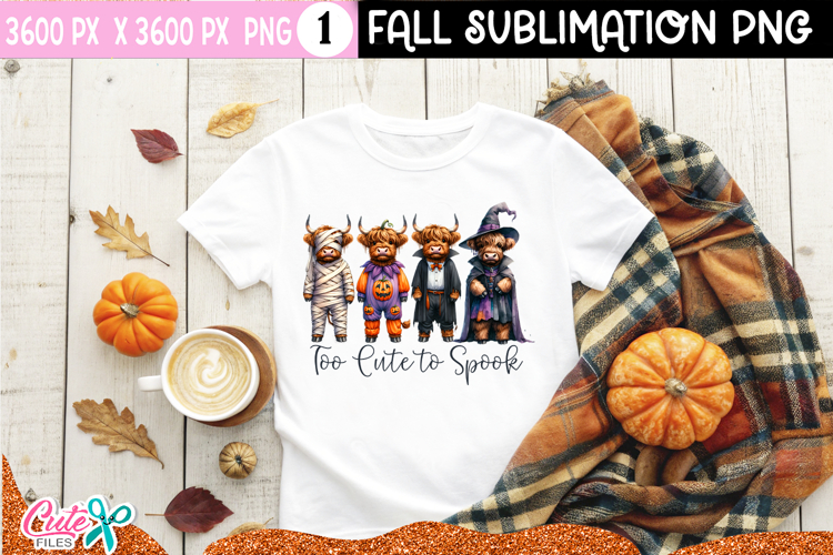 Too Cute to Spook | Highland Cows PNG