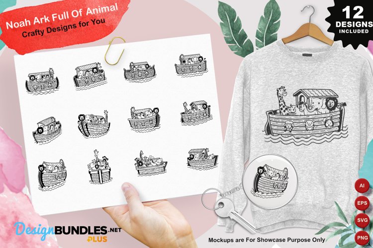 Noah Ark Full Of Animal Clipart Set example image 1