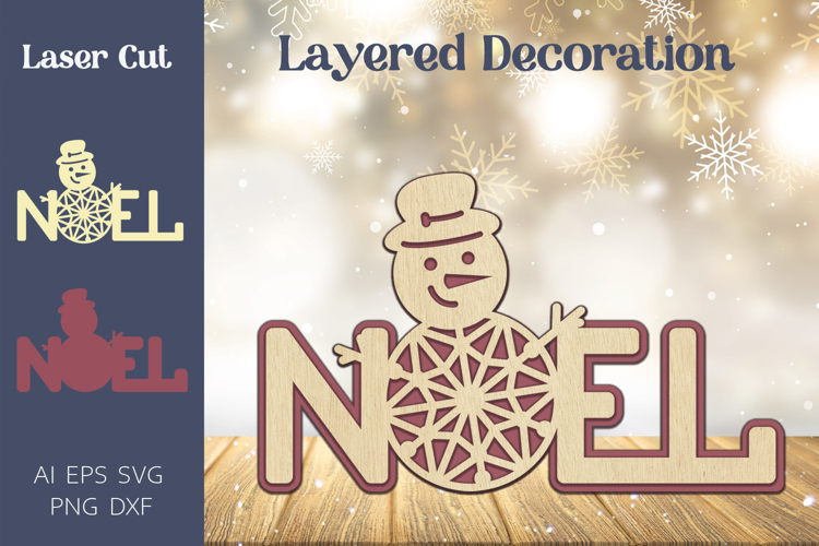 Noel layered svg, Christmas decor laser cut example image 1