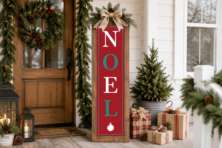 Noel Christmas Vertical Porch Sign SVG Design