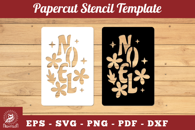 Noel Papercut Stencil SVG