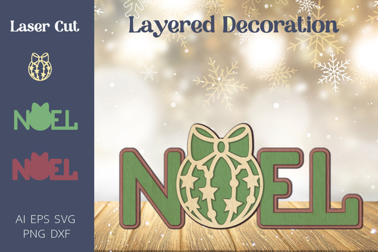 Noel layered decor, Christmas laser cut decoration example image 1