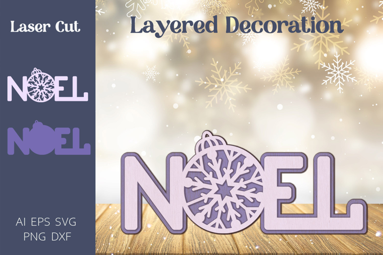 Christmas laser cut decoration, Noel svg layered example image 1