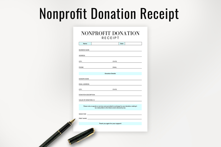 Printable Donation Receipt Template example image 1