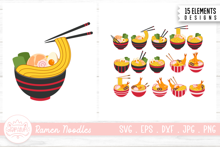 Noodle In The Bowl Clipart Bundle