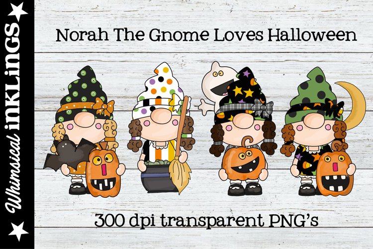 Norah The Gnome Loves Halloween Sublimation Clipart