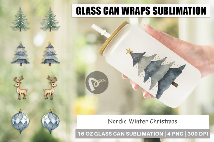 Nordic Winter Christmas Glass Can