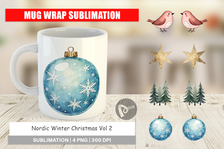 Nordic Winter Christmas Mug Wrap
