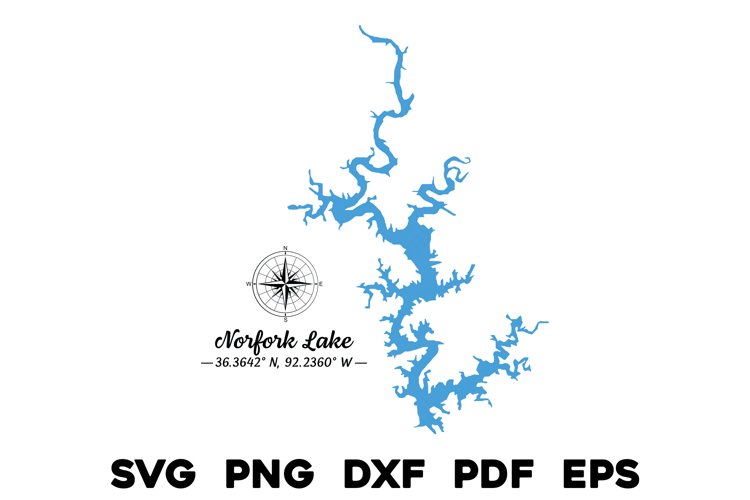 Norfork Lake Arkansas Map with Compass & GPS Coordinates