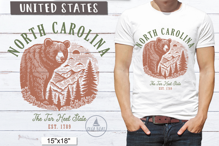 North Carolina PNG | Vintage United States Sublimation