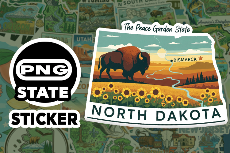 North Dakota Sticker PNG SVG | State Outline Decal File