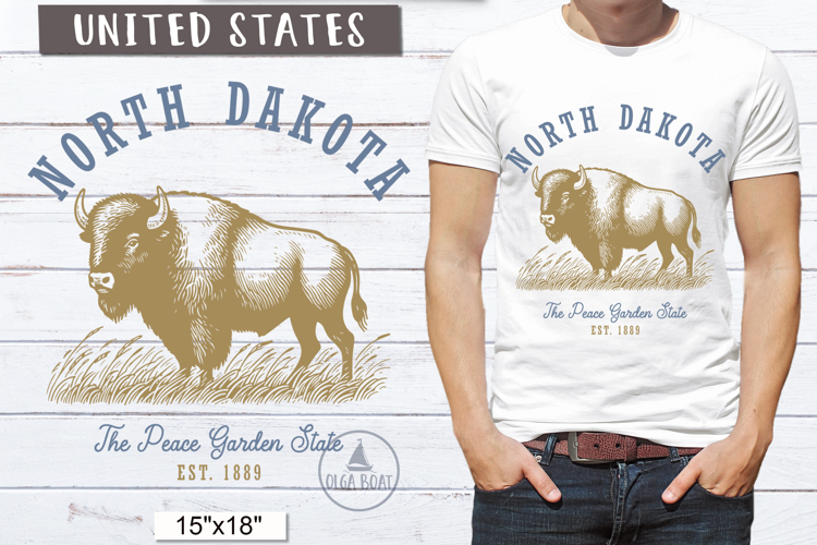 North Dakota PNG | Vintage United States Sublimation