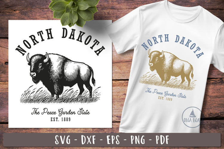 North Dakota svg | Vintage United states design