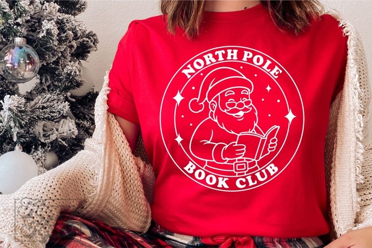 North Pole Book Club SVG PNG - Christmas Book Lover Girl