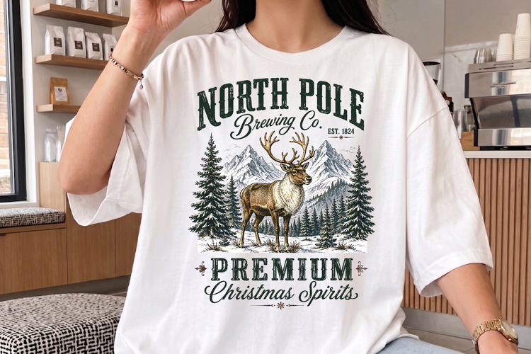 North Pole Brewing Co Christmas PNG - Reindeer Shirt Design