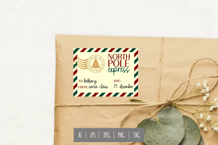 North Pole Express Gift Tag Stickers Christmas