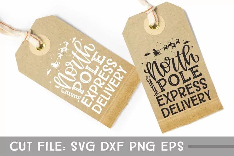 North Pole Express Delivery, Hand Lettered Holiday Gift Tag