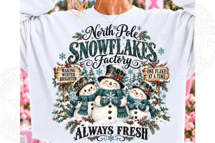 North Pole Snowflakes Factory Always Fresh Christmas Snowman