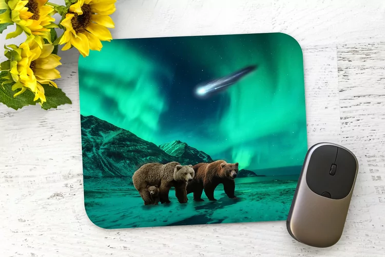 Northern Lights Bears - Mouse Pad Sublimation - PNG Design