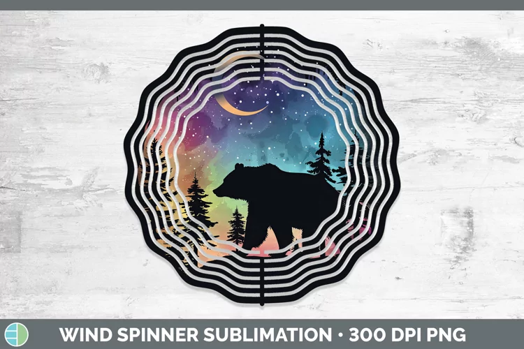 Northern Lights Bear Wind Spinner Sublimation Spinner Design