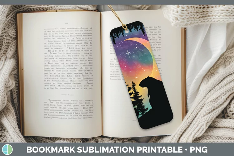 Northern Lights Beaver Bookmark Sublimation Printable Design