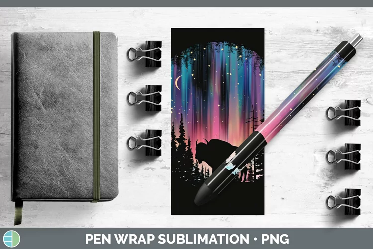 Northern Lights Bison Pen Wrap Sublimation Epoxy Pen Designs