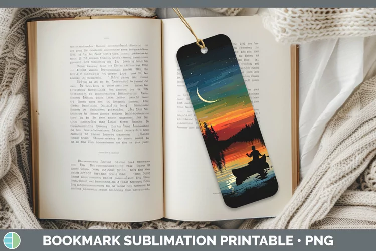 Northern Lights Canoe Bookmark Sublimation Printable Designs