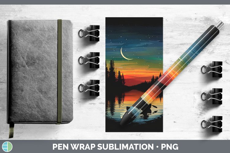 Northern Lights Canoe Pen Wrap Sublimation Epoxy Pen Designs