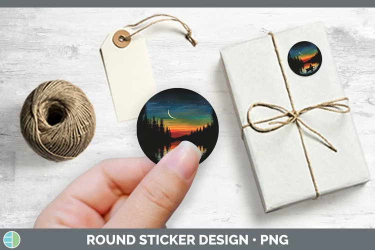 Northern Lights Canoe Stickers | Round Labels Designs