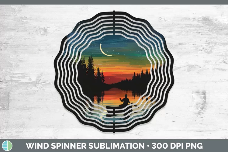 Northern Lights Canoe Wind Spinner Sublimation Spinner Desig