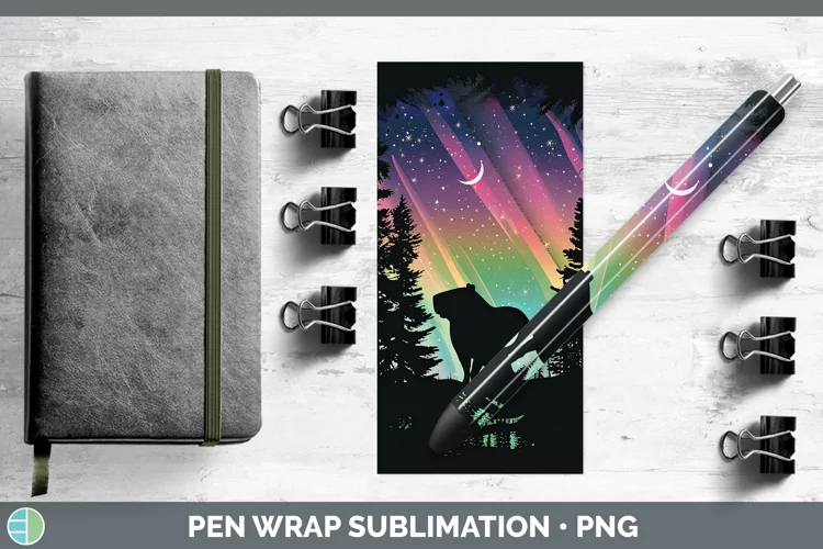 Northern Lights Capybara Pen Wrap Sublimation Epoxy Pen Desi