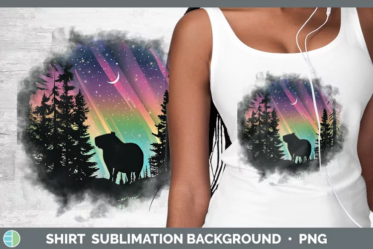 Northern Lights Capybara Shirt Sublimation Sublimation Backg