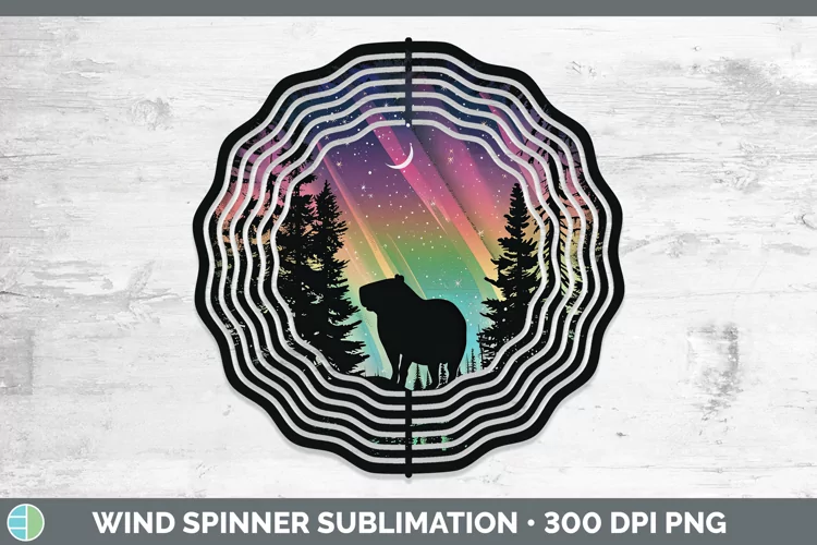 Northern Lights Capybara Wind Spinner Sublimation Spinner De