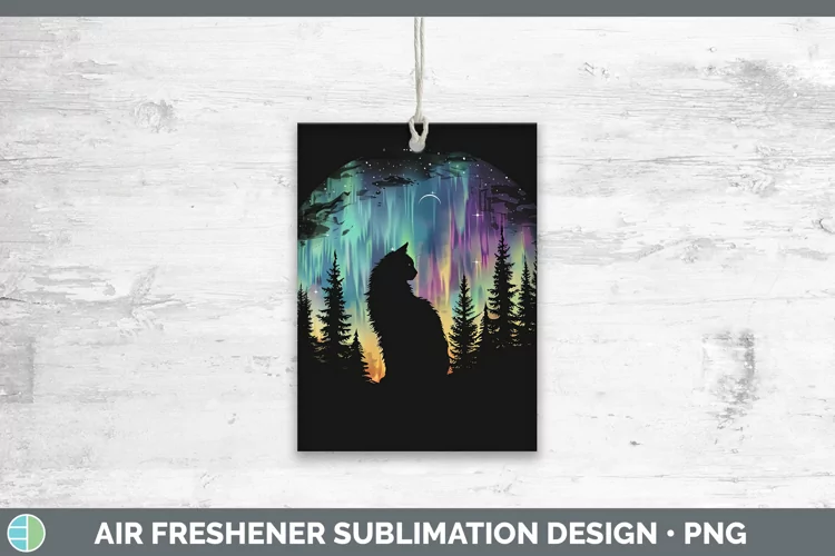 Northern Lights Cat Air Freshener Sublimation Car Freshener