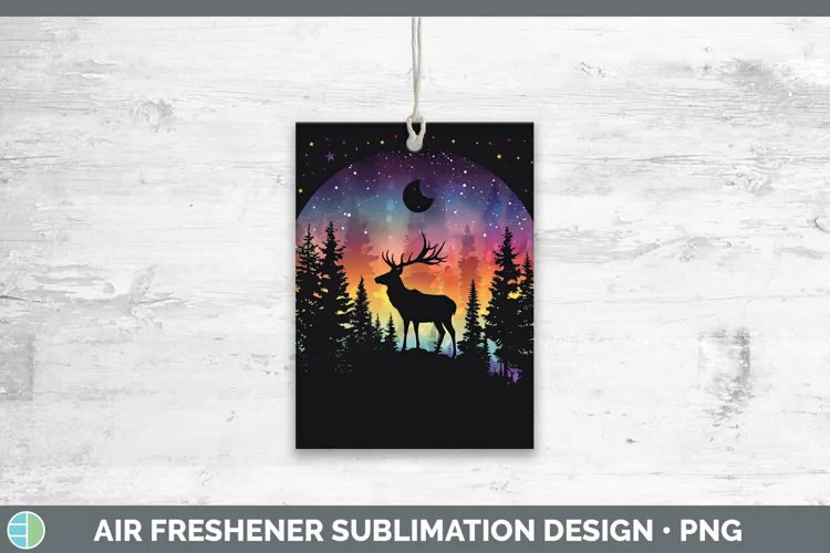 Northern Lights Deer Air Freshener Sublimation Car Freshener