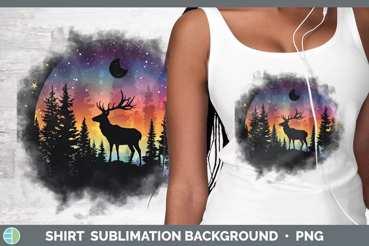 Northern Lights Deer Shirt Sublimation Sublimation Backgroun