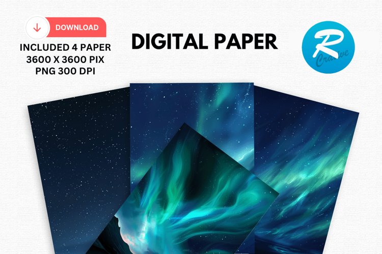 Northern Lights Digital Paper, Lights Background