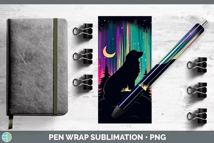 Northern Lights Dog Pen Wrap Sublimation Epoxy Pen Designs
