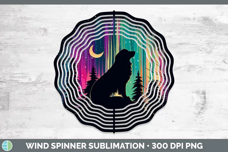 Northern Lights Dog Wind Spinner Sublimation Spinner Designs
